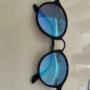 Polarized Ray Ban Black Sunglasses with Blue Lenses